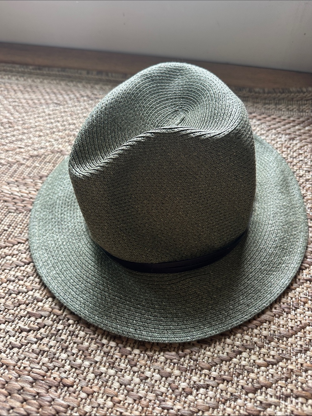Olive Straw Fedora with Black Band
